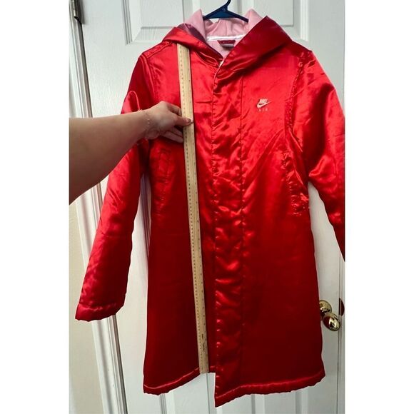 RARE Womens 2004 NIKE AIR Red Hooded Sports Athletic Boxing Robe Jacket Small - Picture 7 of 12